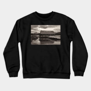 Maligne Boathouse bw Crewneck Sweatshirt